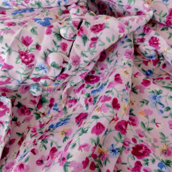 Sans Souci Boho Pink Ditsy Floral Print Balloon Sleeves Crop Top, NWT, Size XS - Picture 5 of 5